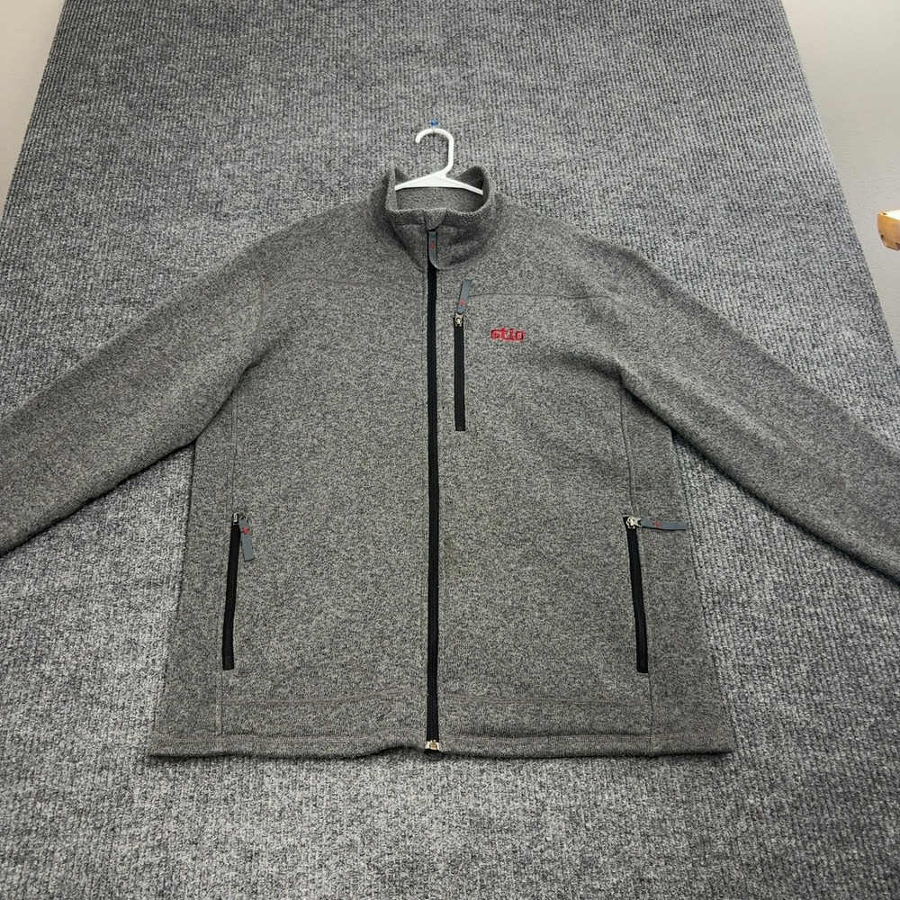 Stio Fleece Jacket Mens XL‎ Gray Full Zip Sweater Knit Outdoor Mountain Style